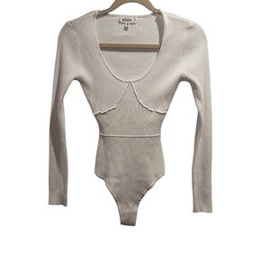 MISSGUIDED Ribbed Knit Bodysuit with Corset Detail